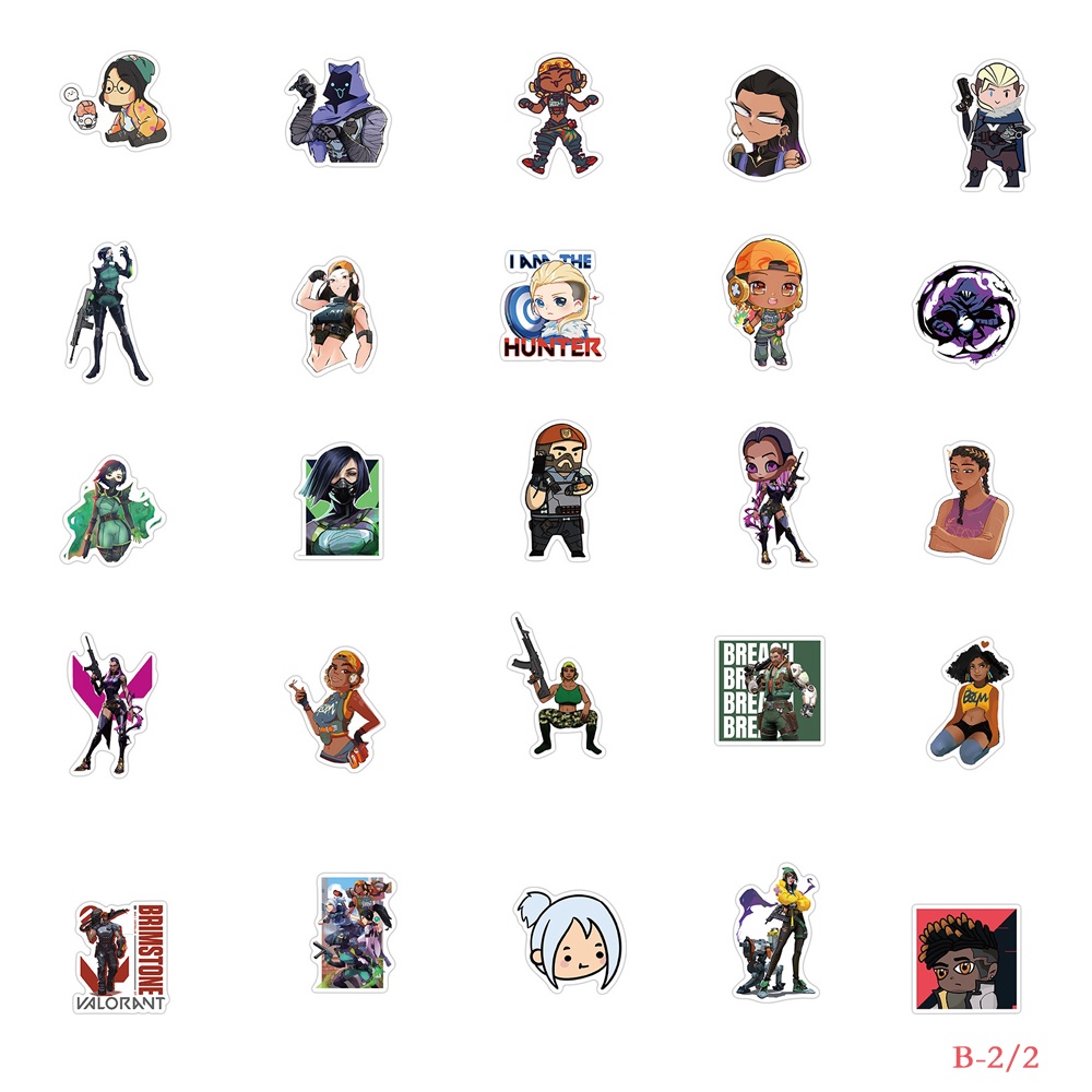 J· Hình Dán Chống Nước Valorant Trò Chơi Điện Tử Mũ Bảo Hiểm Máy Tính Xách Tay Hành Lý Dán Thiết Lập, 50/100 tờ