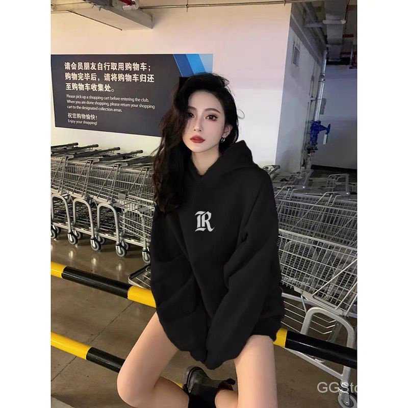 Áo Hoodie Bằng Lông Cừu Cỡ Lớn Phong Cách Retro Mỹ Thời Trang Cho Nữ