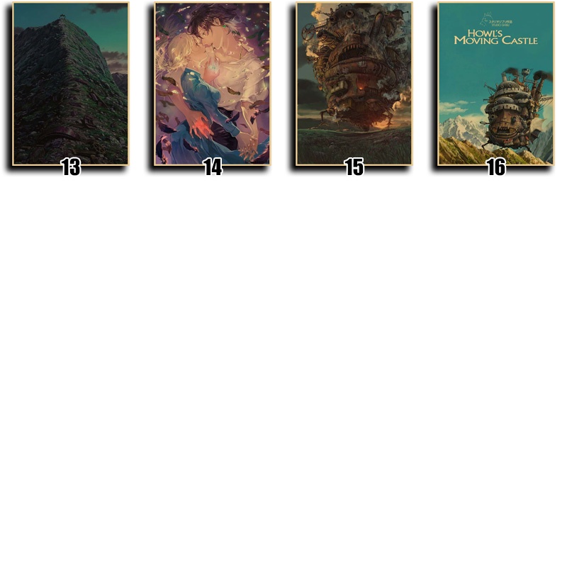 Cổ điển hayao miyazaki ảo tưởng hoạt hình phiêu lưu phim hoạt hình howl's moving castle áp phích giấy kraft cổ điển
