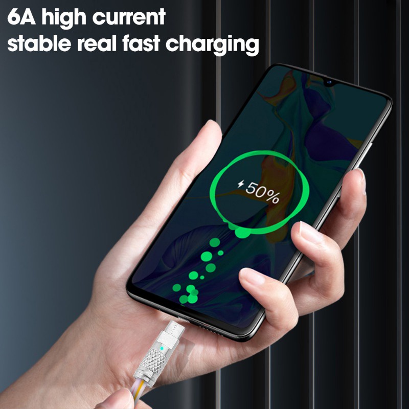 Dây Cáp Sạc Nhanh USB Sang Cổng Type C 120W Bằng Silicon Trong Suốt Thông Dụng Cho Máy Tính Bảng / Điện Thoại