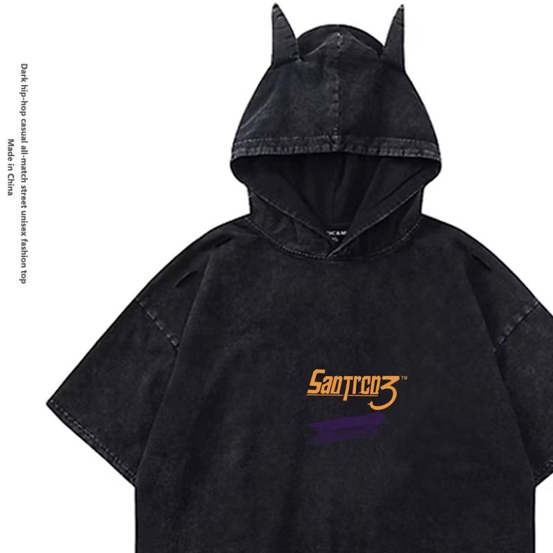 Áo Hoodie Cotton Tay Ngắn Dáng Rộng In Hình Trượt Ván Rip Hip Hop Thời Trang Mùa Hè Chất Lượng Cao Cho Nam