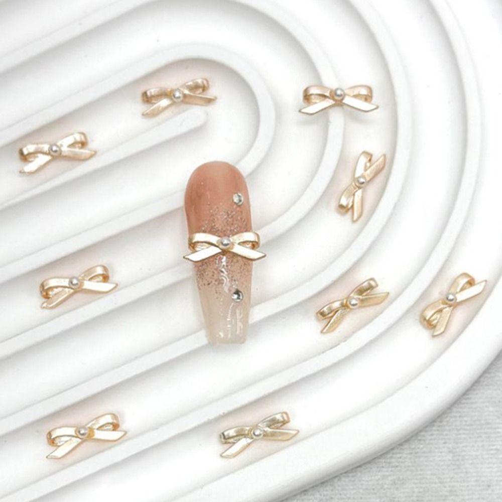 Bộ 10 Phụ Kiện Trang Trí Móng Tay Nghệ Thuật Múa Ba Lê Đính Đá 3D Bằng Hợp Kim
