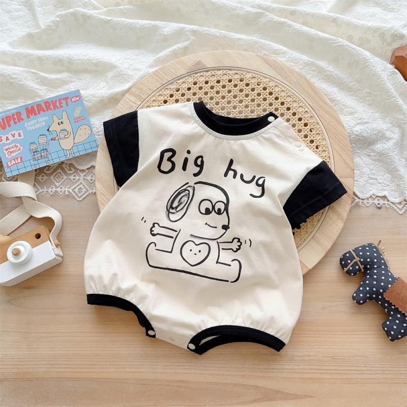 Baby romper quần áo mùa hè phim hoạt hình thời trang con chó dễ thương bông tay ngắn áo liền quần 0-2 tuổi bé trai bé gái bộ đồ tam giác
