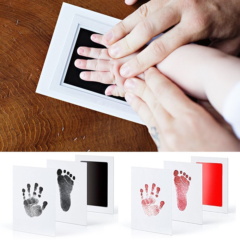 Trẻ sơ sinh tự làm bộ dụng cụ in tay và dấu chân tấm mực khung ảnh dấu tay trẻ mới biết đi phụ kiện lưu niệm an toàn sạch sẽ quà tặng tắm cho bé