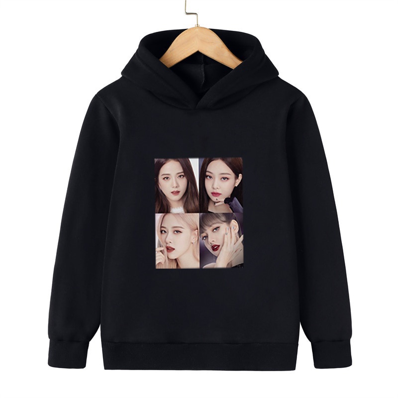 Áo Hoodie Thể Thao In Họa Tiết Hoạt Hình BLACKPINK Dễ Thương Cho Bé