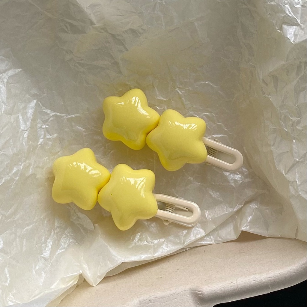 1 / 2 Kẹp Tóc Hình Ngôi Sao / Hình Học Màu Vàng Thời Trang