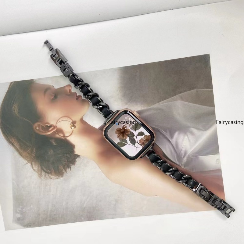 Dây Đồng Hồ Đeo Tay Thời Trang Bằng Da Mềm 49mm 45mm 44mm 42mm 41mm 38mm 40mm iWatch Series 8 7 / 6 / 5 / 4 / 3