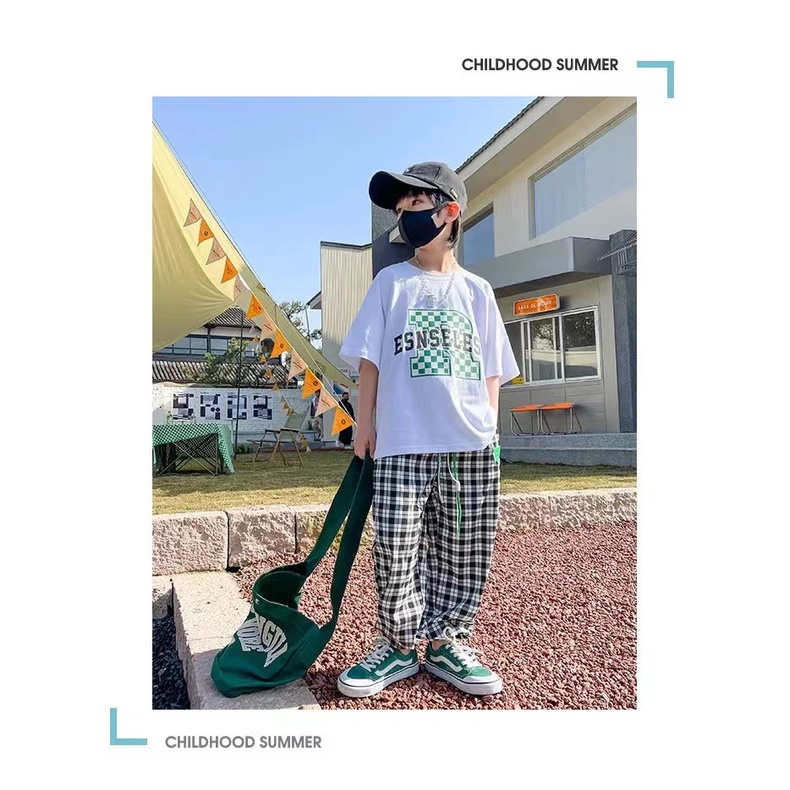 Áo Thun 100% Cotton Tay Ngắn Dáng Rộng Thời Trang Cho Bé Trai 2023