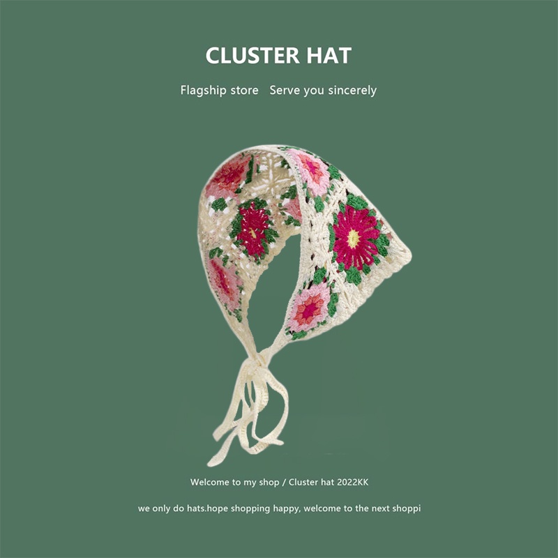 Băng Đô Cài Tóc Hình Tam Giác In Họa Tiết Hoa Cúc Dễ Thương Thời Trang Xuân Thu Phong Cách