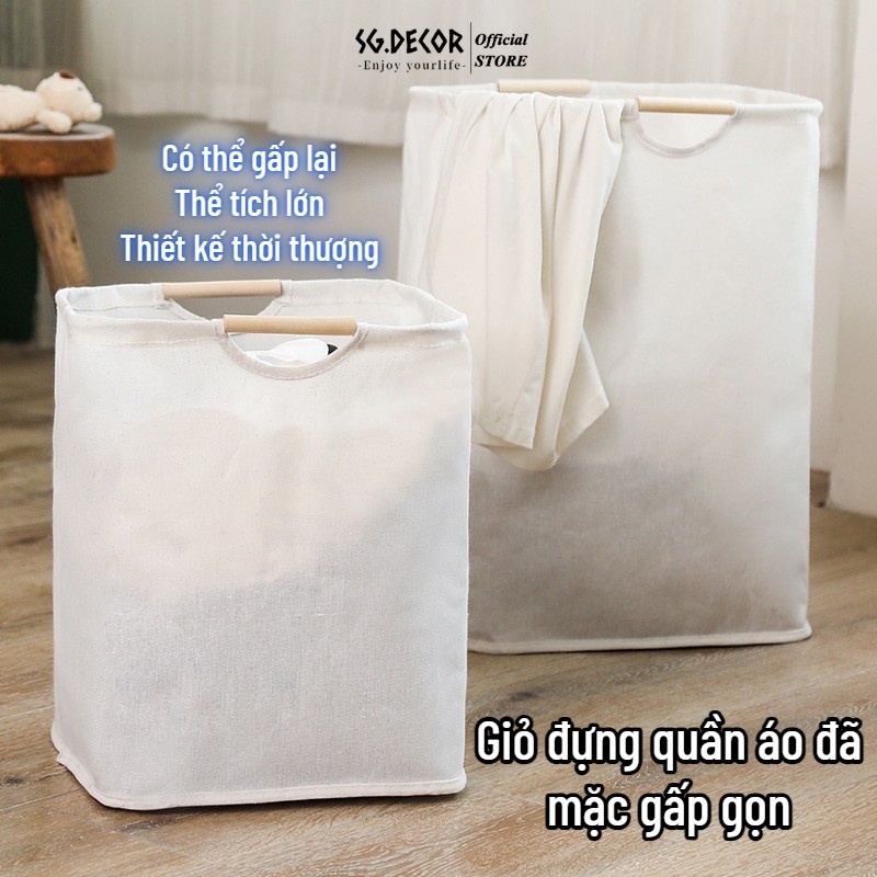 Giỏ vải đựng Đồ quần áo Có tay cầm Gấp Gọn đa năng  phong cách hiện đại đơn giản SGDECOR gia dụng thông minh