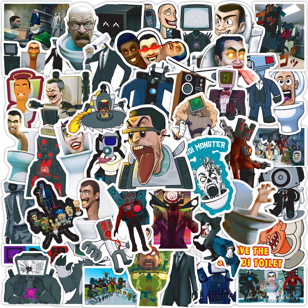 50 cái skibidi toilet sticker diy scrapbook tv man monitor man máy tính xách tay hành lý ván trượt đề can graffiti vui nhộn cho đồ chơi trẻ em
