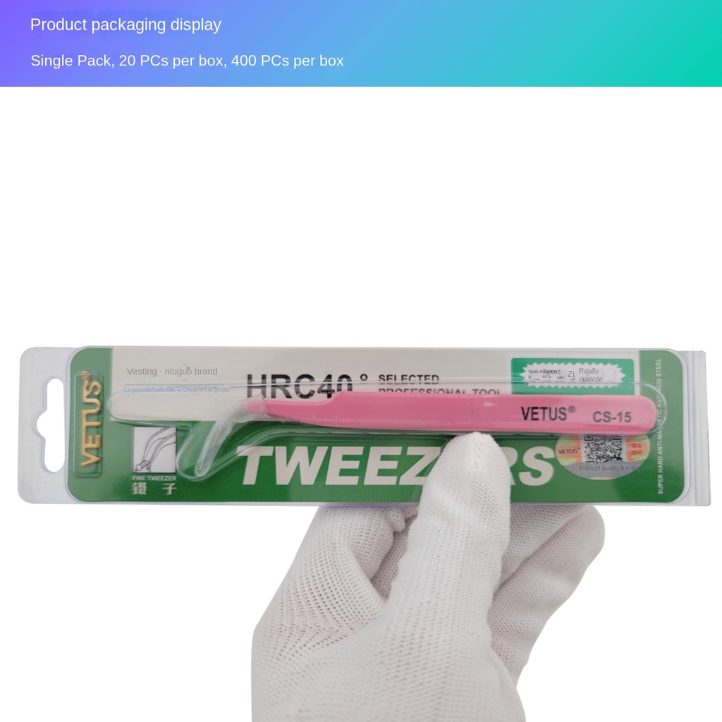 Nhíp thép không gỉ có độ chính xác cao vetus pink cs lông mi chính hãng làm móng tay tổ chim hái tóc