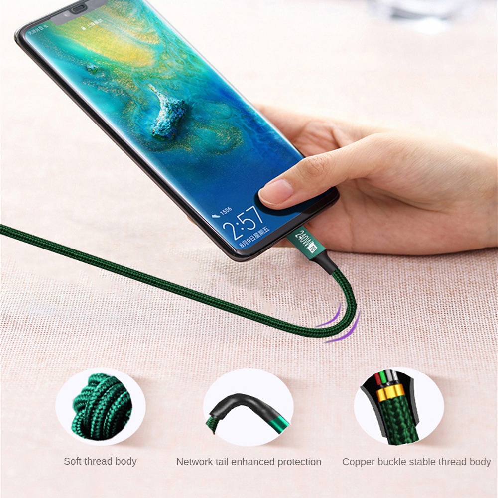 Dây Cáp Sạc Nhanh 240w 48v 5a pd type-c 0.5 / 1 / 2 / 3m Chuyên Dụng Cho huawe