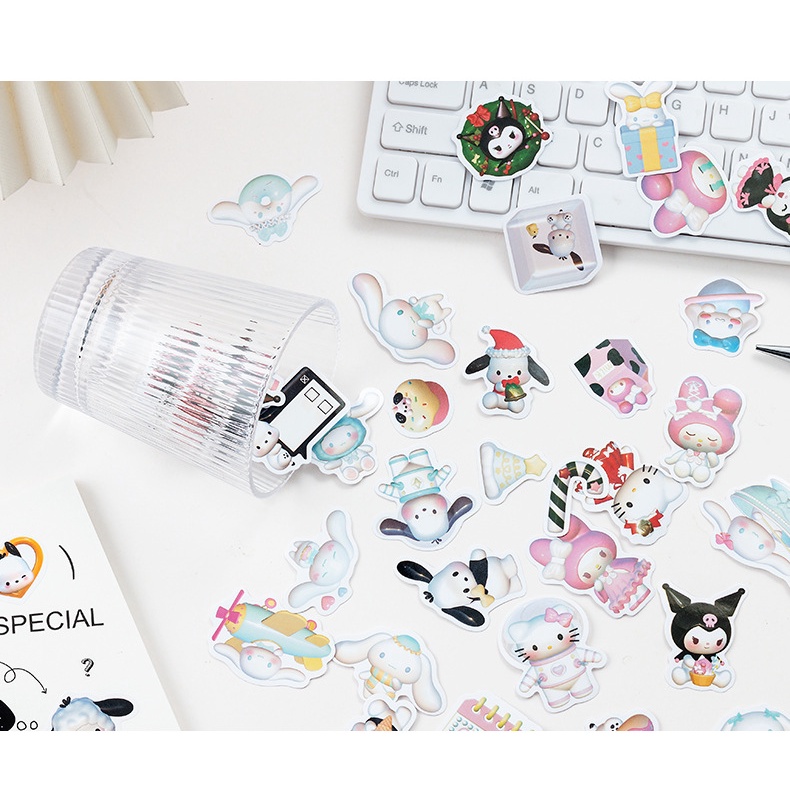 Set 50 / 100 sticker 3d Hình Nhân Vật Hoạt Hình sanrio Dán Trang Trí Sổ Tay / Điện Thoại / Cốc Nước