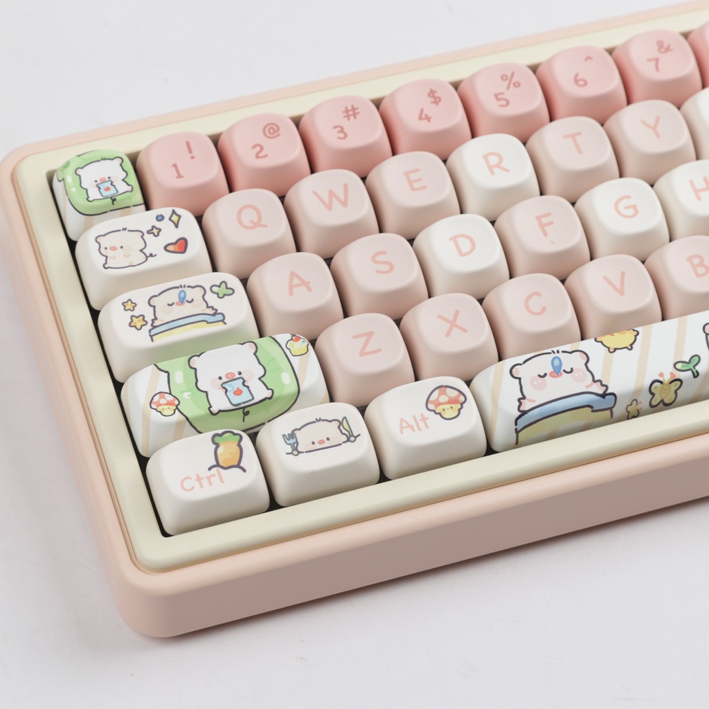 Heo Hồng Keycaps MOA Profile Hoạt Hình Dễ Thương PBT Dye Sub bàn phím cơ Keycap