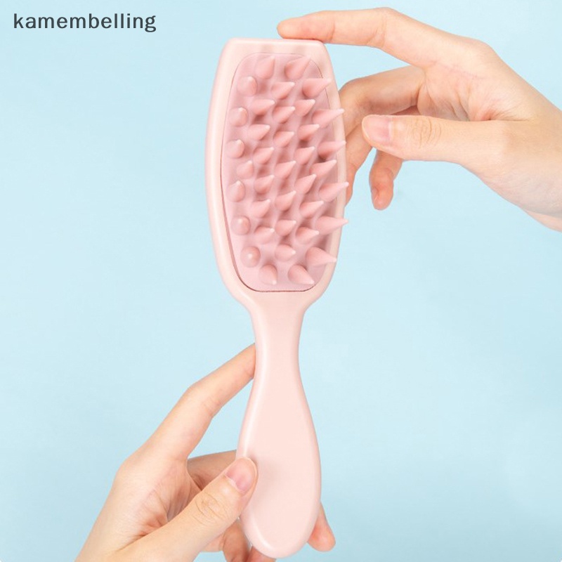 Kamembelling đầu silicon mềm lược massage da đầu tay cầm silicone làm sạch lược gội đầu bàn chải massage cho tiệm rửa đầu en