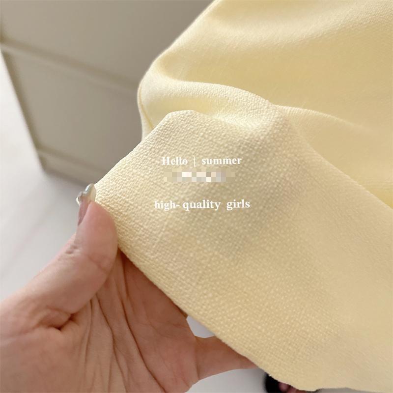 Đầm Không Tay Cổ Búp Bê Màu Vàng Phong Cách Pháp Thời Trang Mùa Hè Hàng Mới Dành Cho Bé Gái A7CQ