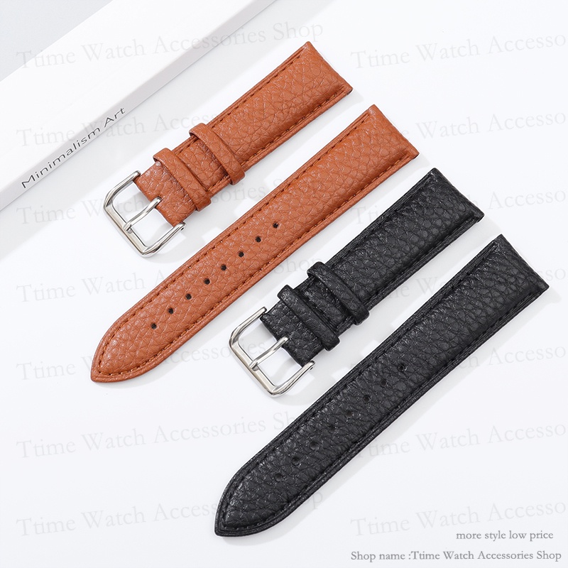 Dây đeo đồng hồ bằng da chính hãng 12/14/16/18/20 / 22mm dây đeo bằng thép không gỉ 10 màu vòng đeo tay bằng da