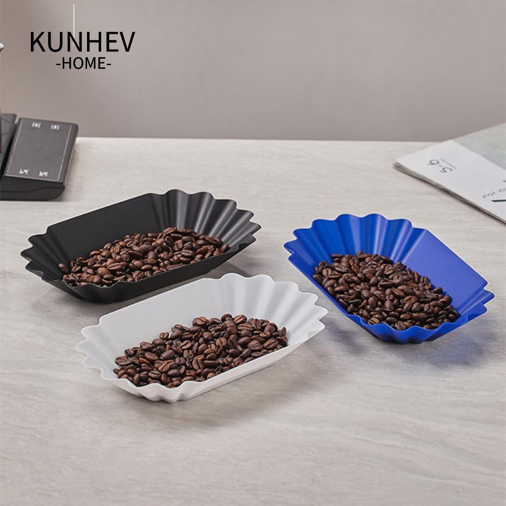 KUNHEV Khay đựng hạt cà phê, đĩa khay phục vụ bằng nhựa 300ml, khay trưng bày mẫu màu đen thực tế