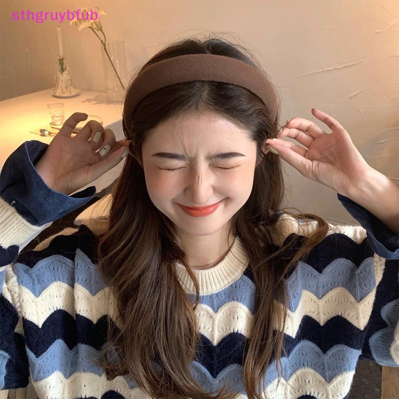 Sthb elegant korean style wide-brimmed sponge headwear headband for fashion girls phụ kiện tóc vn