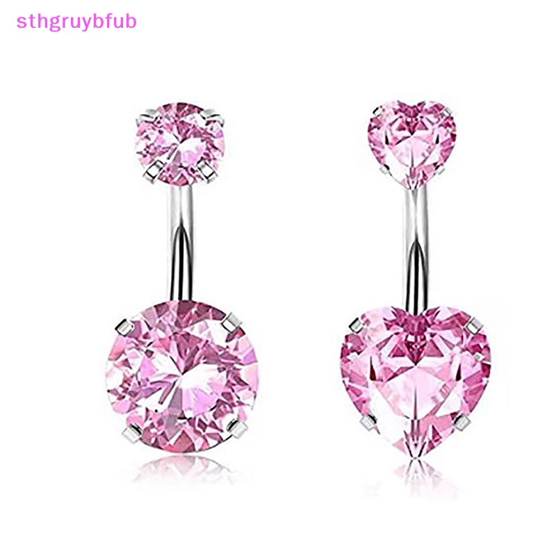 Sthb bướm bằng thép không gỉ vòng nút bụng chất lượng cao màu hồng rhinestone vòng rốn tình yêu cho phụ nữ trang trí cơ thể sexy vn