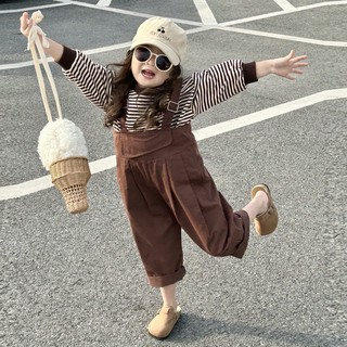 Quần yếm nâu bé gái QG541 sz 90-140, quần yếm cho bé phong cách retro