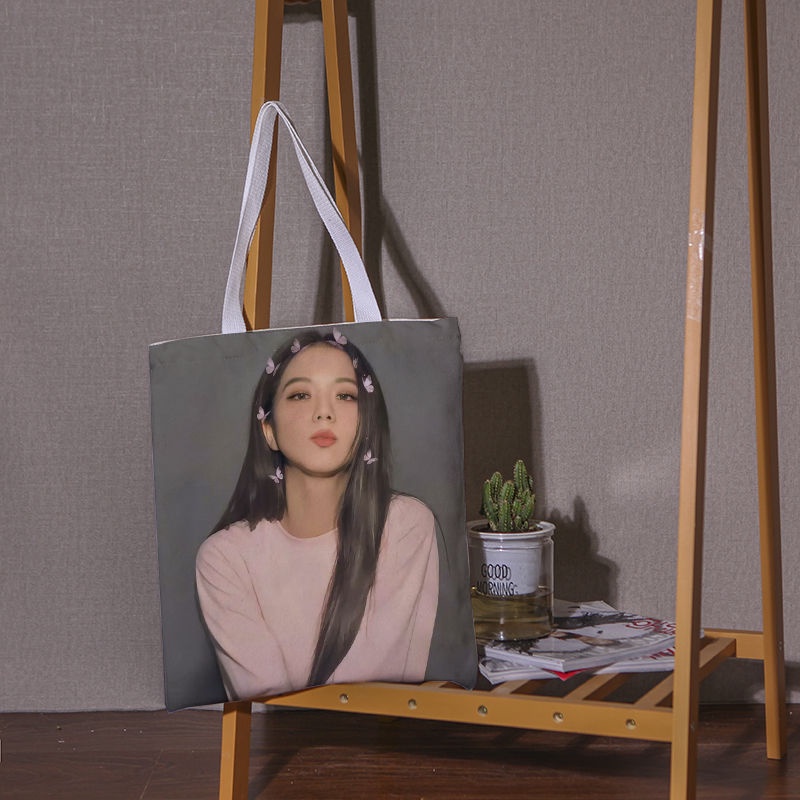 Túi tote vải elaccent star ngoại vi màu đen hồng jisoo rose jennie lisa