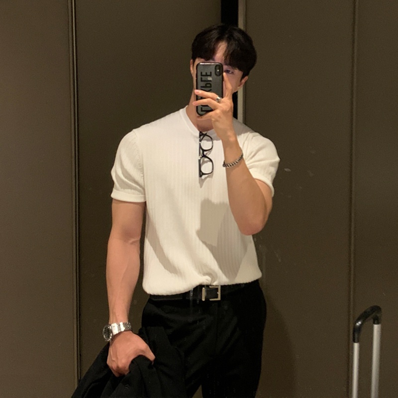 Áo Sweater Cổ Tròn Dáng Rộng Màu Sắc Đơn Giản Thời Trang Mùa Hè 2023 Cho Nam