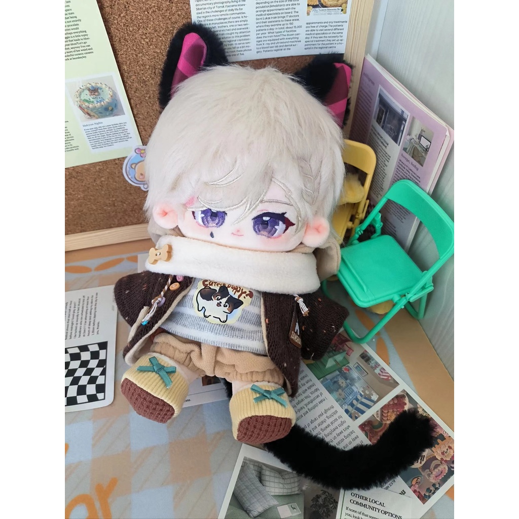 20 cm búp bê genshin impact lyney plushie búp bê sang trọng quần áo bông thay đổi quần áo trang phục trang phục cosplay anime one-piece cotton cross-dressing