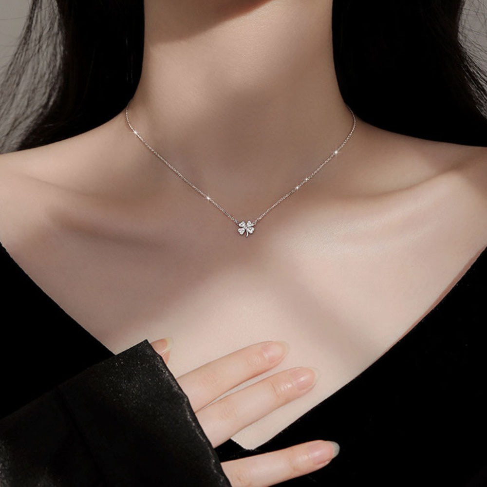 Dây chuyền bạc 925 mặt hình cỏ ba lá may mắn sang trọng