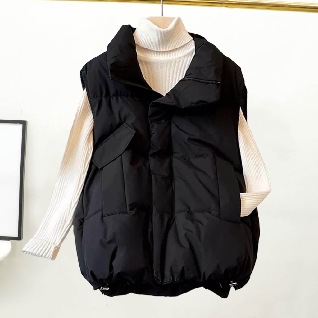 (cactus01) Phụ nữ áo khoác đồng màu áo khoác nữ áo khoác vest nữ mùa đông ấm áp dày có đệm không tay áo khoác đồng màu có dây kéo áo ghi lê có túi đa năng cho mọi người