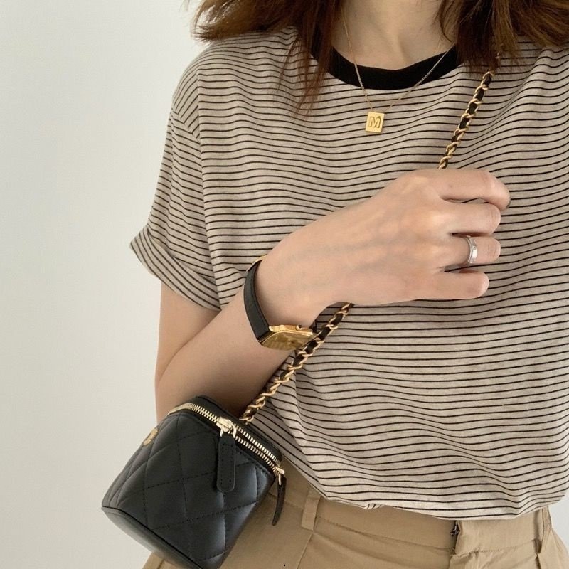 【Cổ phiếu sẵn sàng】Plus size áo sơ mi sọc ngắn tay cổ tròn rộng hàn quốc cho kẻ sọc t-shirt nữ hoa văn phong cách mùa hè hàng đầu cho phụ nữ