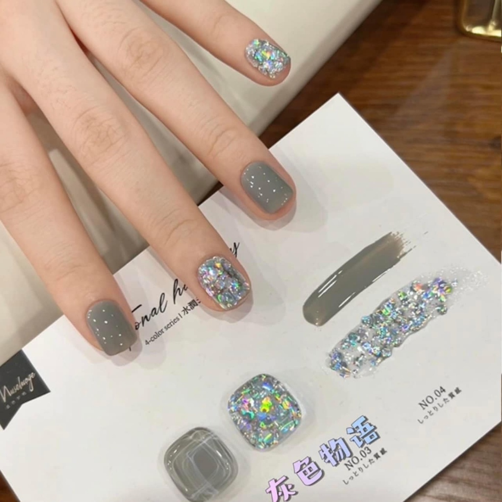 Combo sơn gel + gel nhũ tặng kèm cọ gel