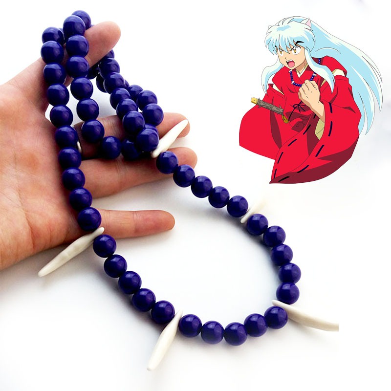 Anime inuyasha vòng cổ trang sức của bốn linh hồn cosplay màu tím đính cườm sói răng dây chuyền choker trang sức unisex halloween phụ kiện thời trang