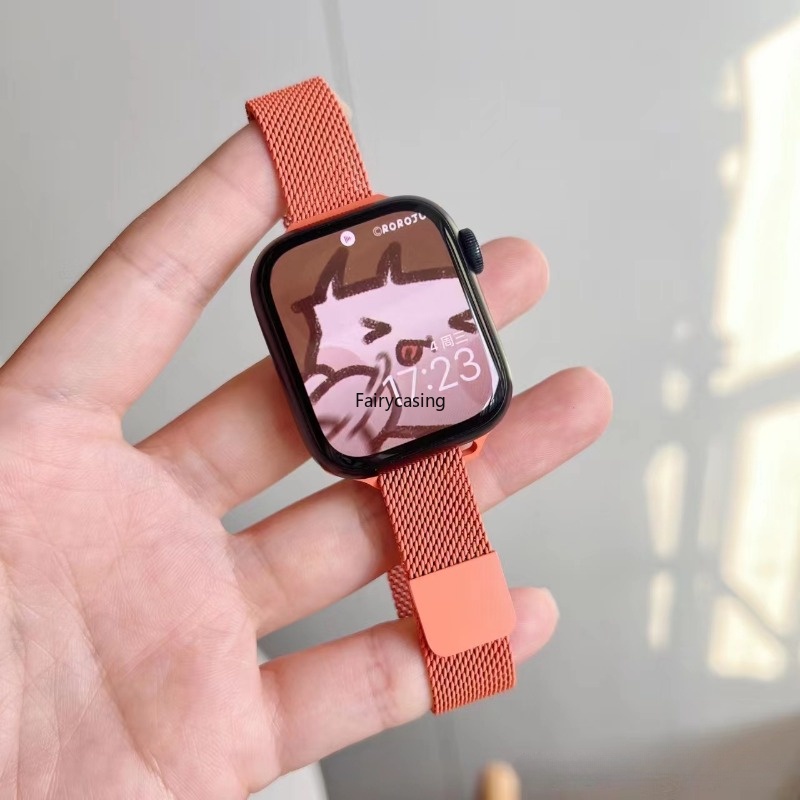 Vòng đeo tay bằng thép không gỉ milanese cho dây đeo apple watch 49mm 44mm 45mm 40mm 41mm 42mm 38mm vòng đeo tay từ tính cho iwatch series 7 se 3 5 6 8 dây đeo mỏng