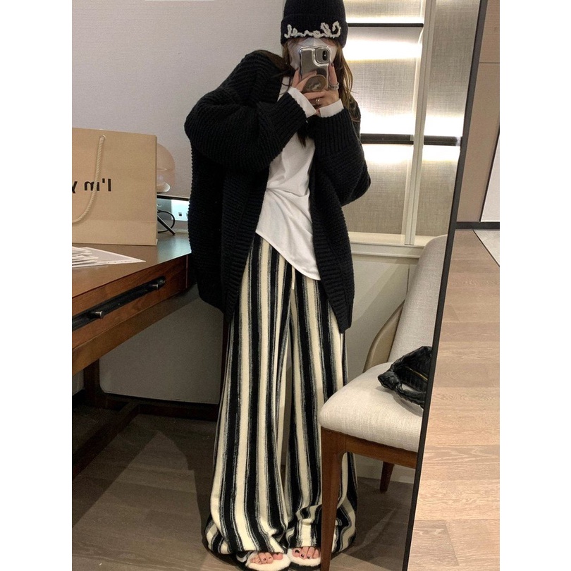 Áo Khoác Len Cardigan Dày Dáng Rộng Dài Vừa Phải Thời Trang Cho Nữ