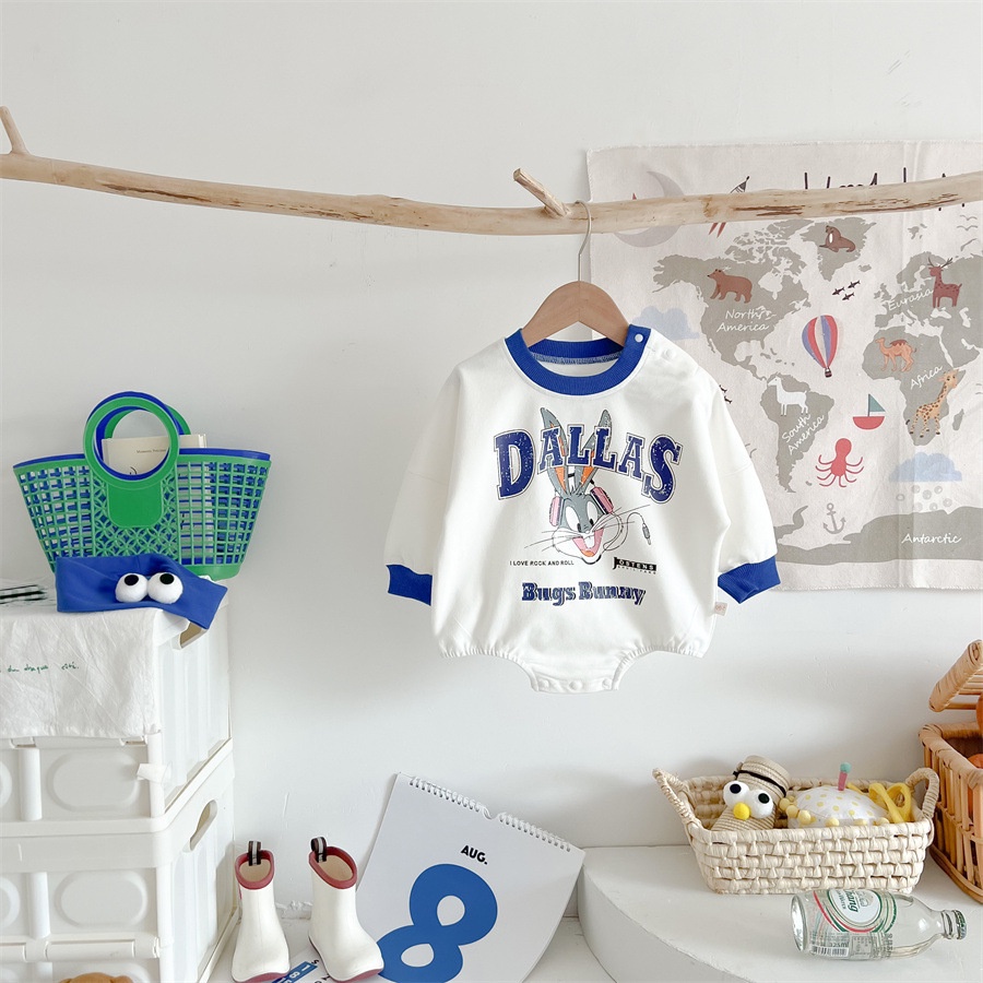 Baby romper boys 'thu dài tay phim hoạt hình dễ thương bodysuit thời trang hàn quốc 0-24m