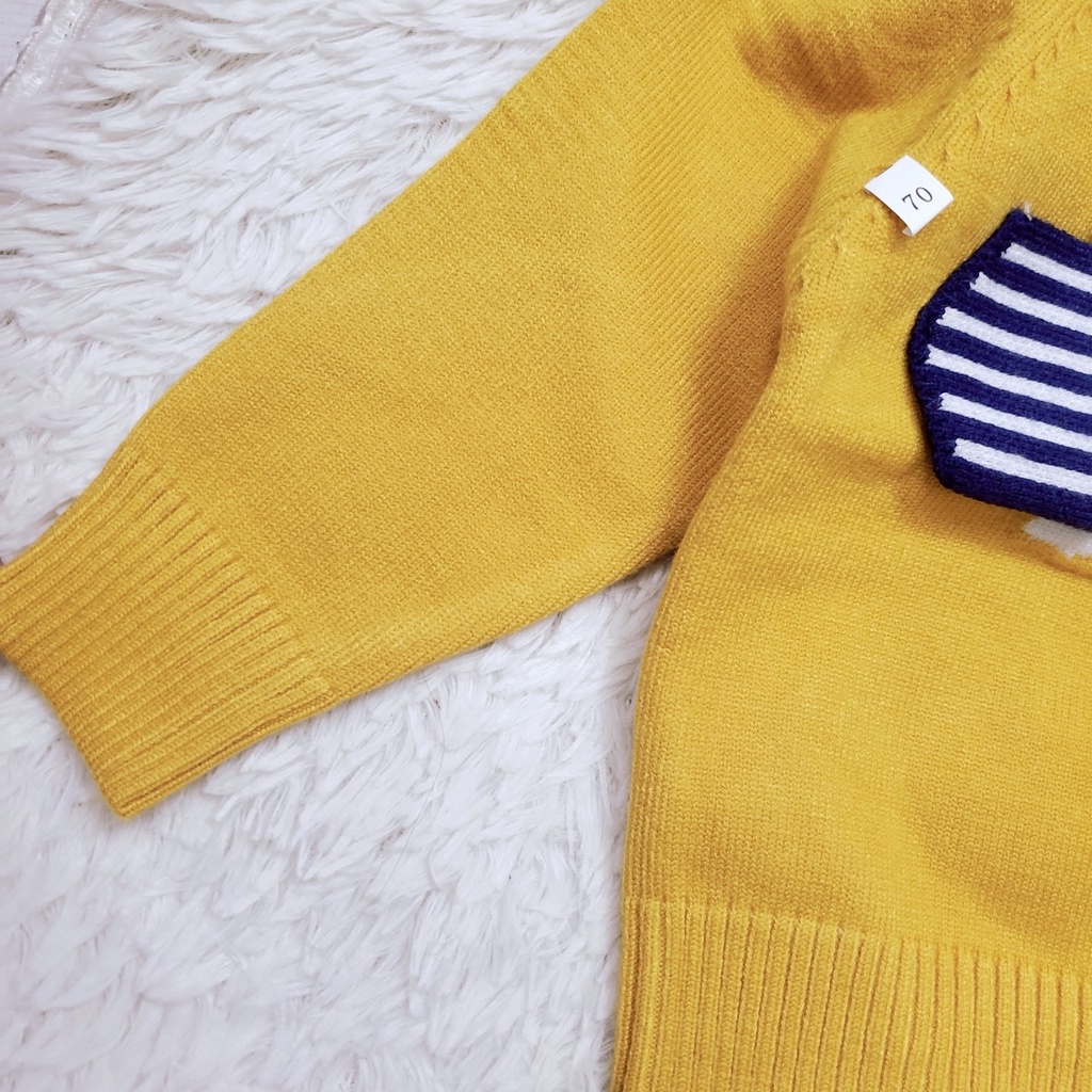 Áo len dài tay mùa đông chui đầu có cúc vai hàng quảng châu len mịn dày dặn cho bé trai 6-12kg