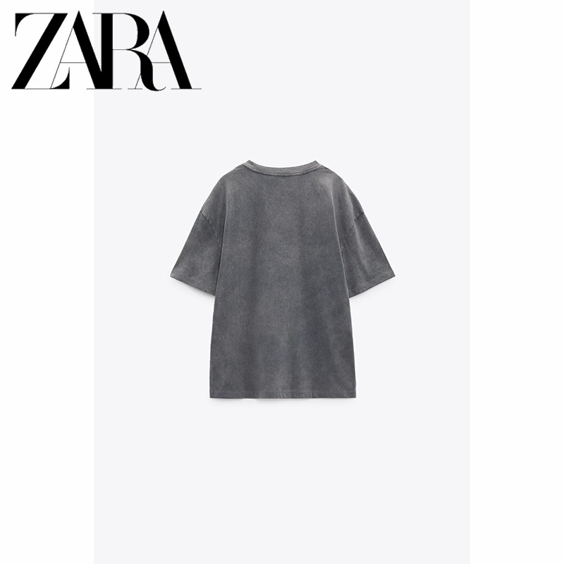 Zara new women's clothing girls printed washed short-sleeved t-shirt