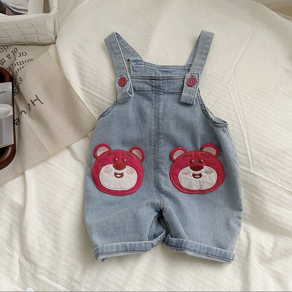 Thích hợp cho 5-22kg quần denim trẻ em và trẻ em mùa hè 2023 mới dễ thương và đa năng Áo liền quần thời trang cho bé gái