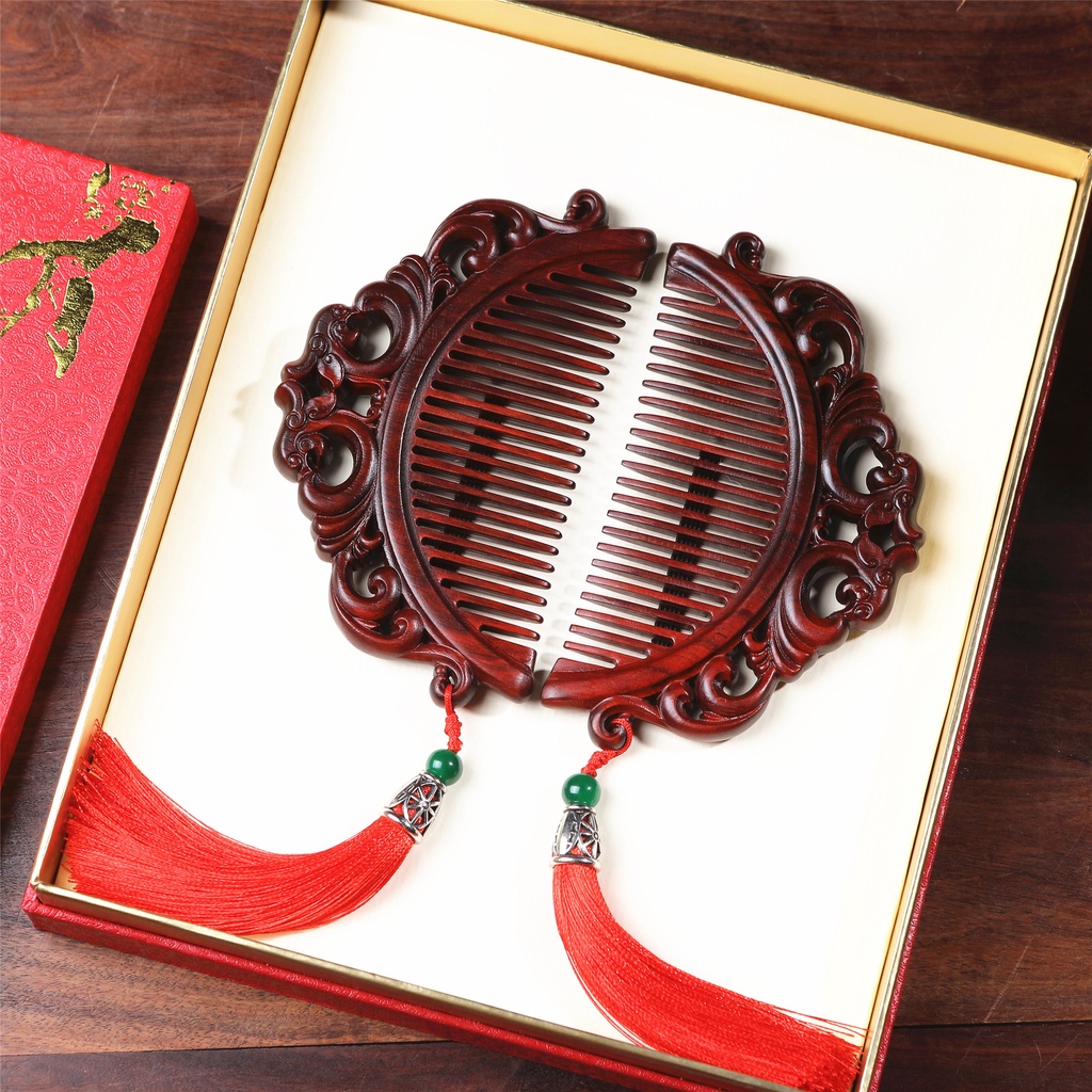 Lược gỗ đàn hương đỏ lược gỗ gụ mát xa lược làm tóc lược gỗ lược gỗ dày lược gỗ fine-toothed com