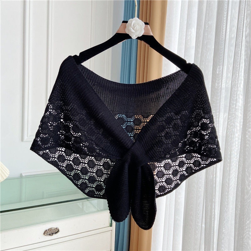 Mẫu đuôi quạ khăn choàng nhỏ váy phụ nữ kiểu mỏng bảo vệ cổ tử cung phòng điều hòa nhiệt độ dệt kim góc tròn vai