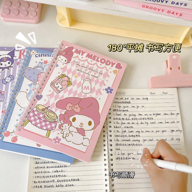 Sanrio hello kitty notebook kawaii my melody kuromi a5 coil book workbook cartoon student notebook đồ dùng học tập quà tặng kỳ nghỉ