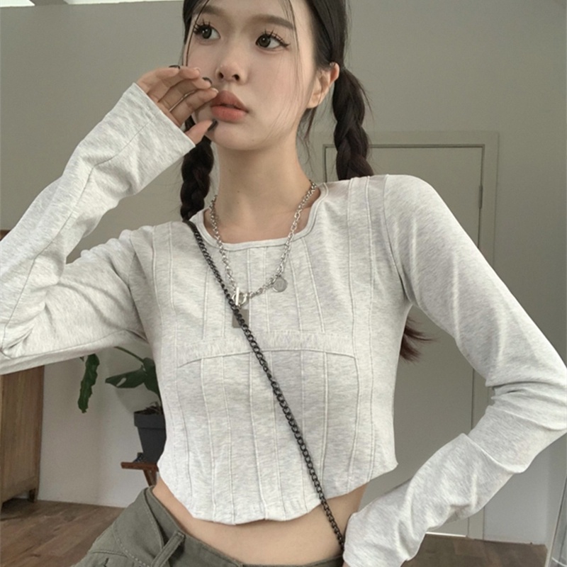 You You Áo Thun Ngắn Tay Dài In Họa Tiết Xương Cá Phong Cách Quyến Rũ Thời Trang Mùa Thu Hàng Mới Dành Cho Bạn Nữ