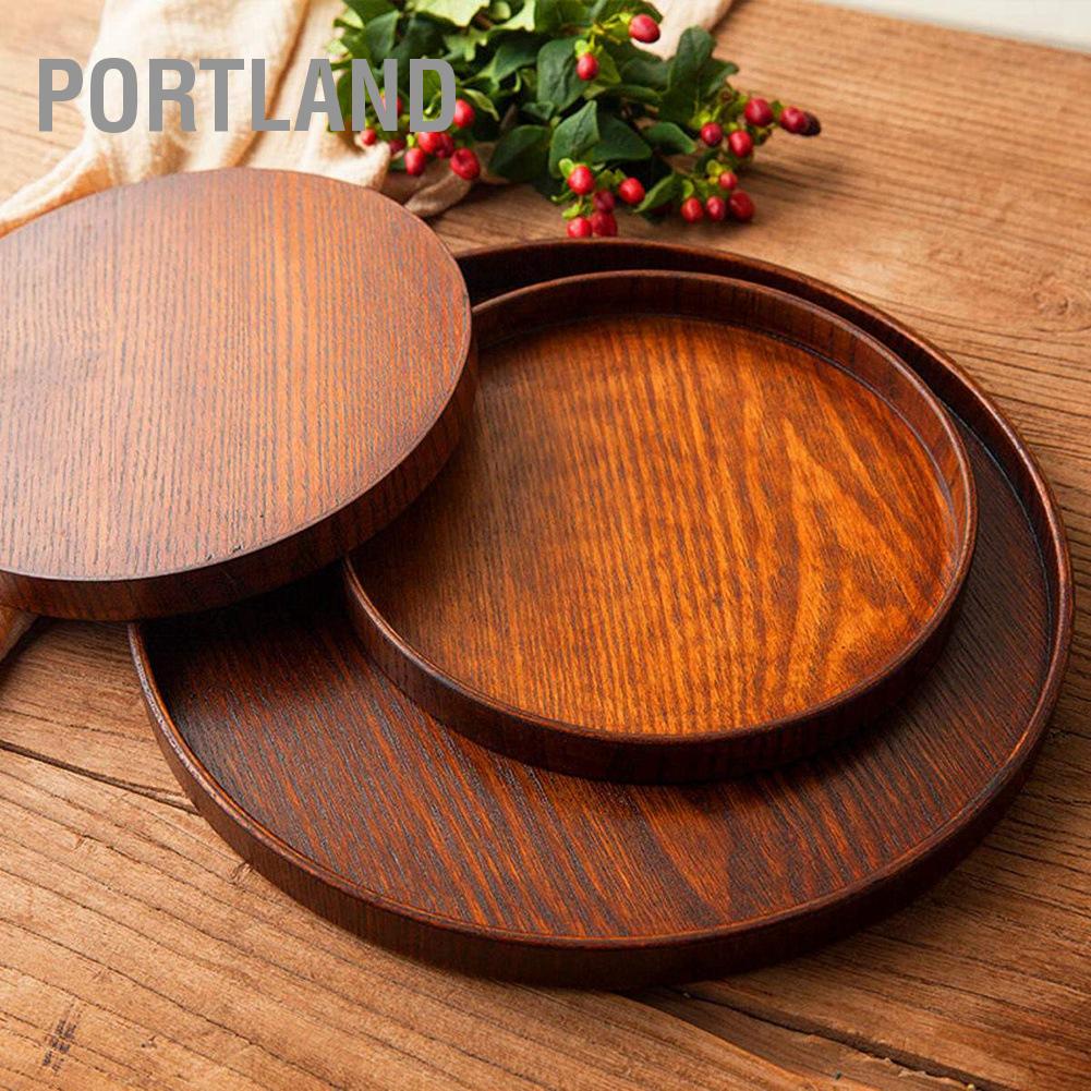 Portland Tròn Gỗ Tự Nhiên Phục Vụ Khay Đĩa Trà Thực Phẩm Máy Chủ Món Ăn Nước Uống Từ