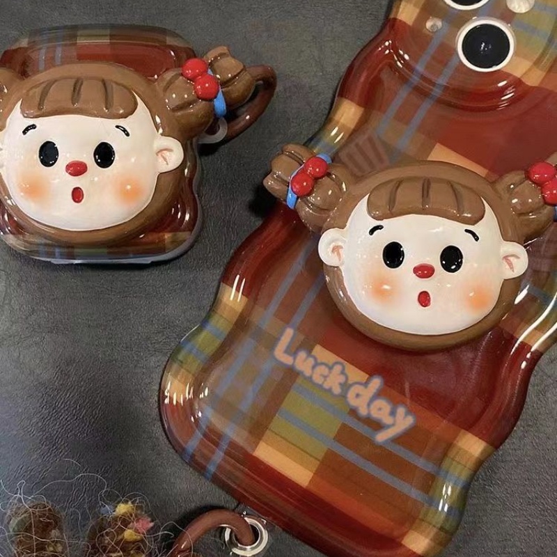 Iphone cute braid girl stand anti-drop phone case for 7 7plus 8 8plus xs xr 11 12 13 14 pro plus promax