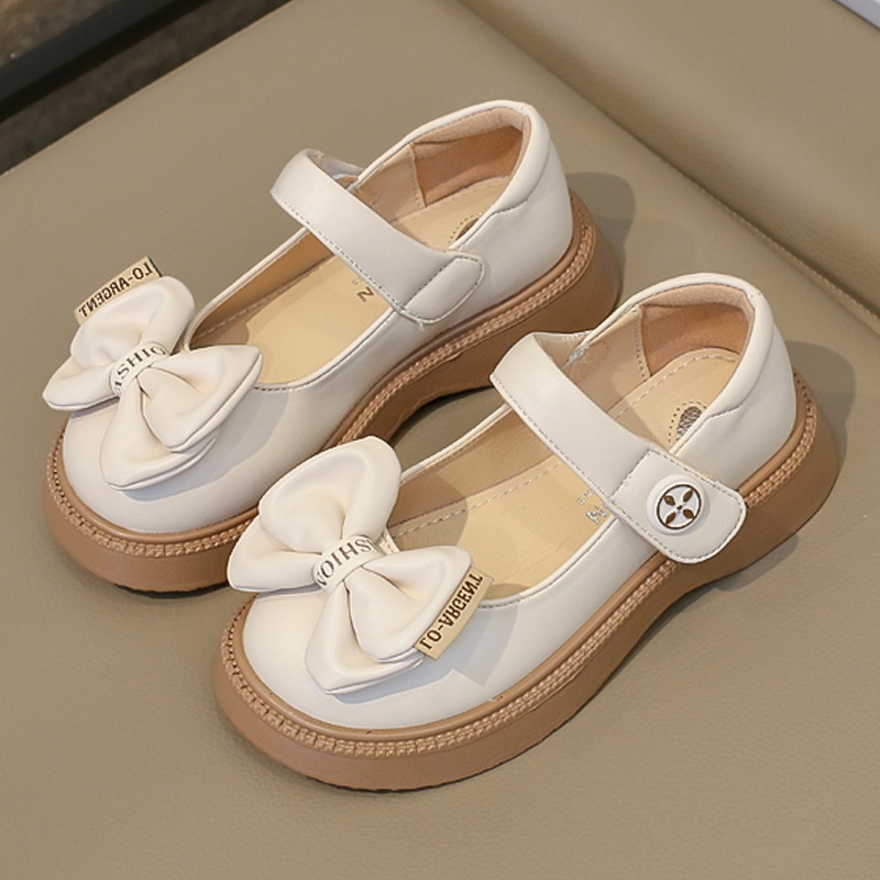 Giày Búp Bê Bé Gái Độn Đế Đính Nơ Fahion Tag Khóa Tròn Siêu Xinh,Da Mềm Phong Cách Tiểu Thư Cho Bé 3 Tuổi Đến 10 Tuổi