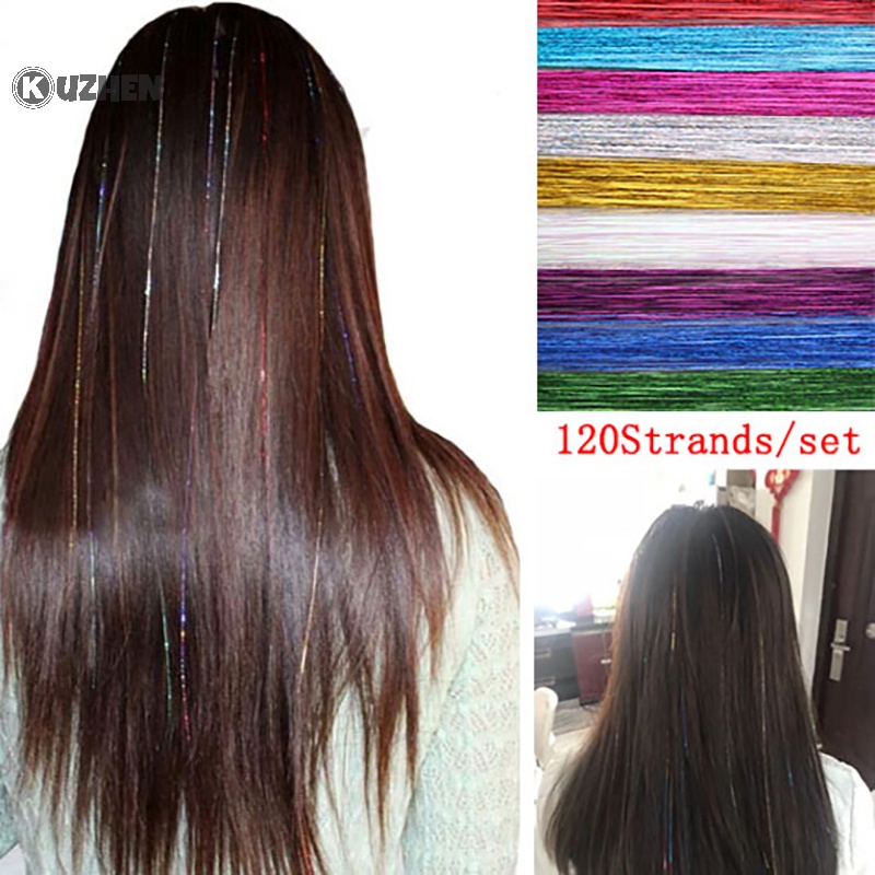 120 Sợi tóc giả KUZHEN lụa kim tuyến lấp lánh