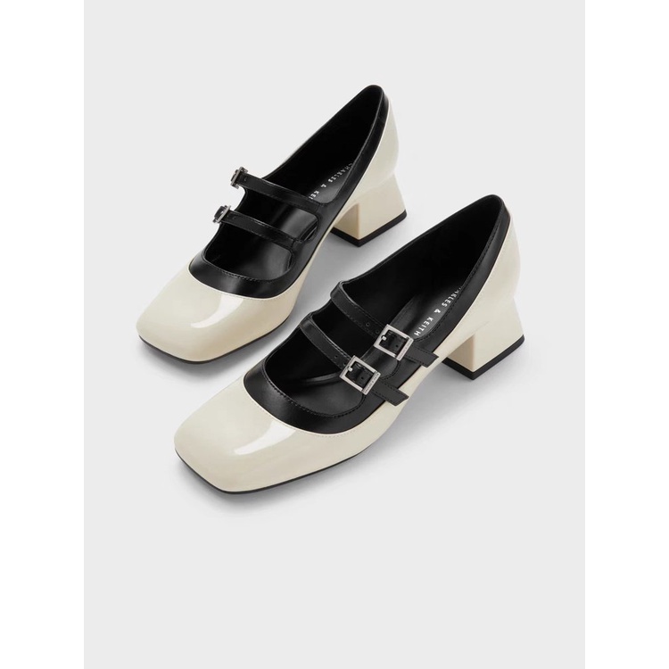 Ngón chân vuông mid-heel giày nữ dây đeo phẳng gót dày giày gót chuyên nghiệp