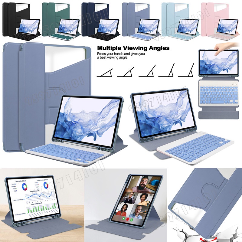 Đối với samsung galaxy tab s9 plus 12.4 s9 + s9 11 inch sm-x710 sm-x716b sm-x718u hộp đựng bàn phím mặt sau trong suốt giá đỡ xoay 360 bao đựng máy tính bảng